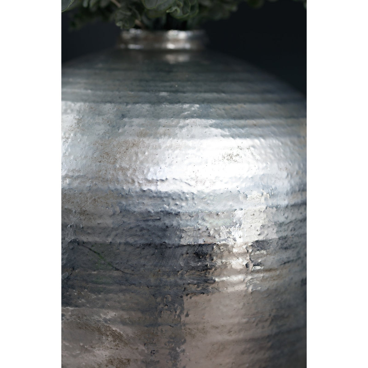 Hammered Silver Astral Vase - Silver Ceramic Decorative Vase