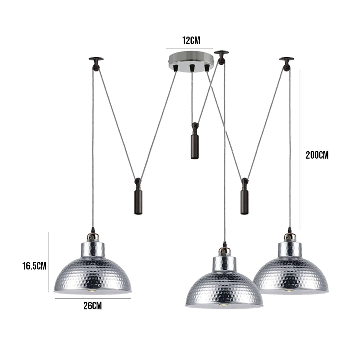 3 Pendant Lights Over Dining Table 2M Height Adjustable ~6604