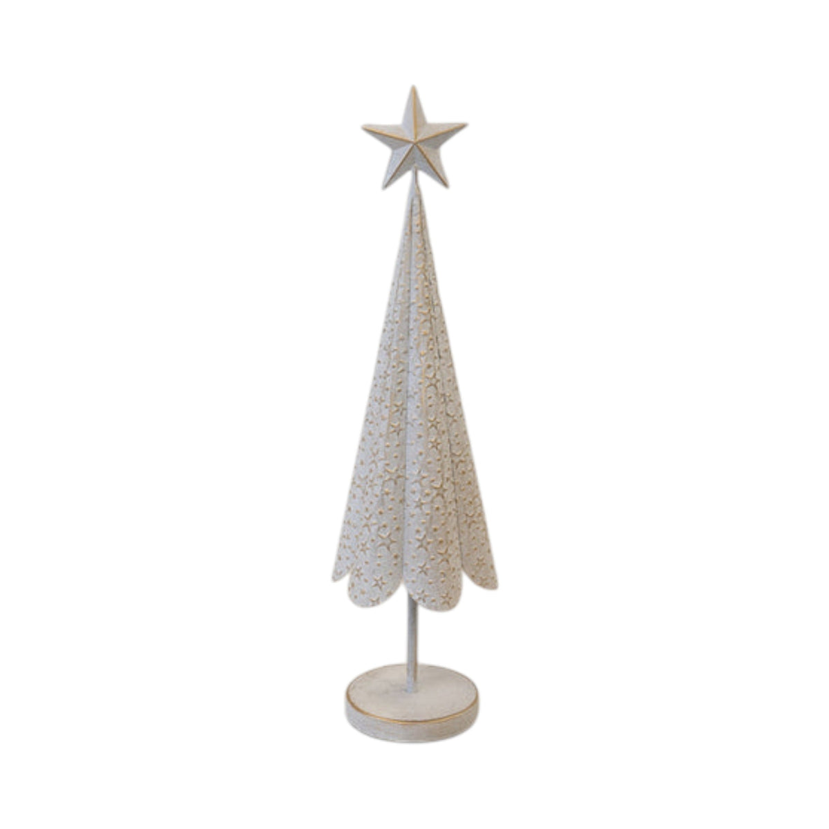 Large Off White Tree with Brushed Gold Stars 71cm
