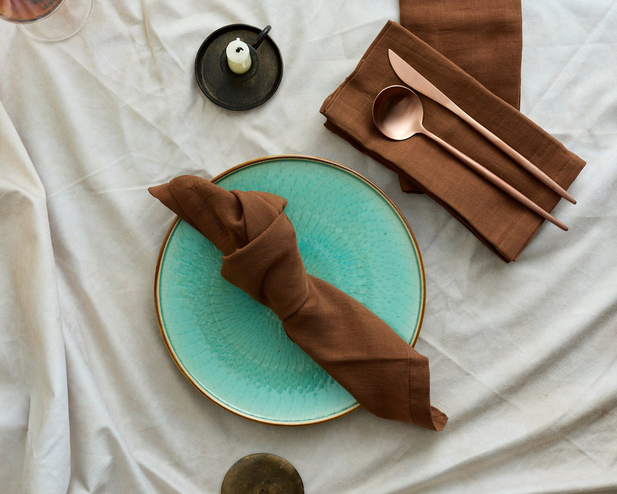 Indie Brown Cotton Napkins – Set of 4 Muslin Table Napkins