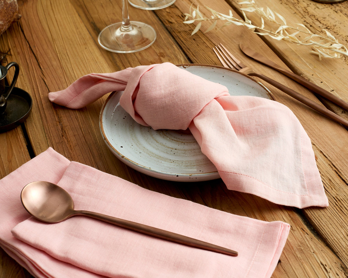 Joy Pink Cotton Napkins – Set of 4 Muslin Table Napkins