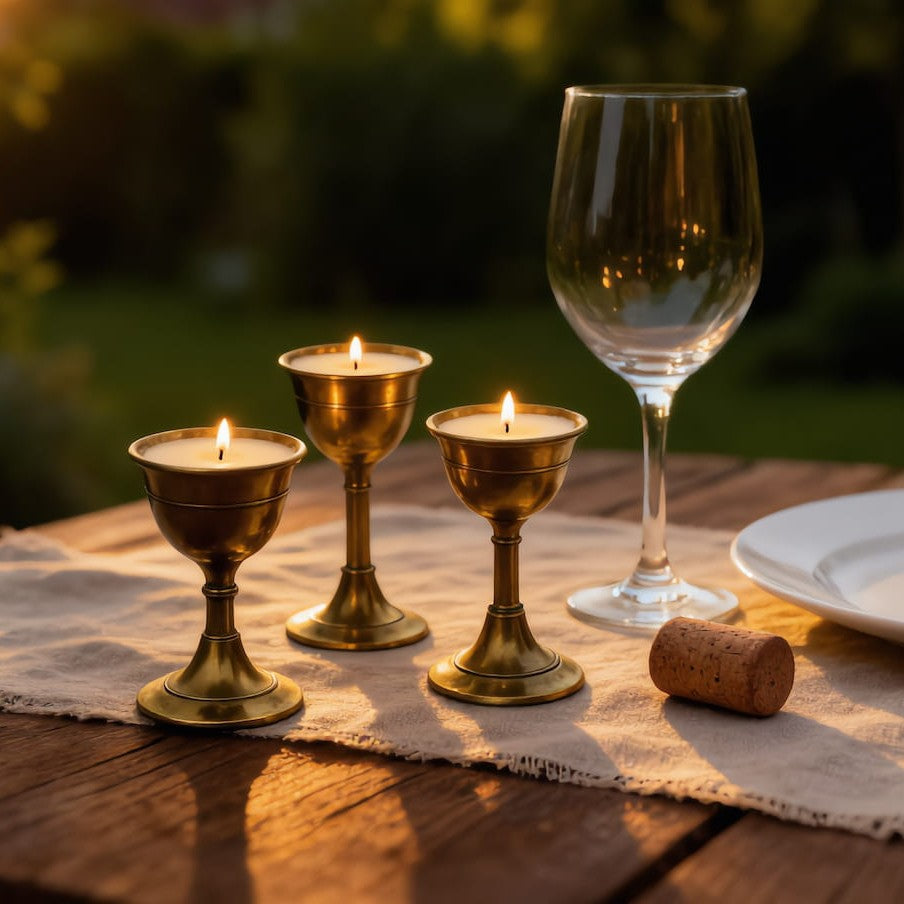 Brass Egg Cup Candles - Wild Honey Tobacco