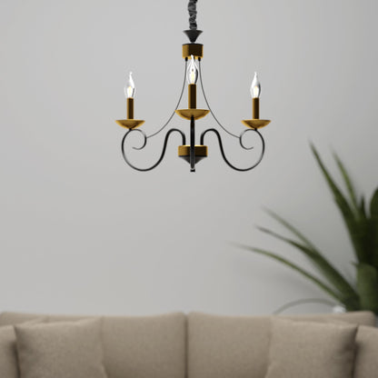 Traditional Wrought Iron Chandelier 5 Light Scrollwork E14 Fitting ~4997