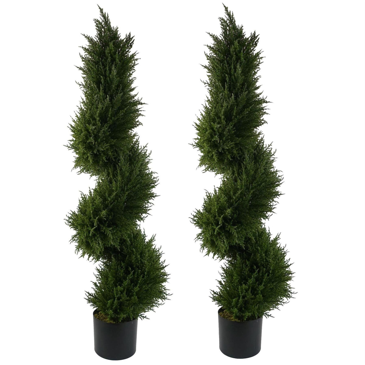 120cm Pair of Spiral Cypress Tree Artificial Topiary - Premium Quality