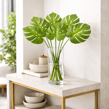 Pack of 6 x Artificial Foliage Single Monstera Leaf 55cm