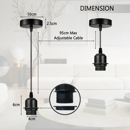 10 Pack Pendant, E27 Lamp Holder Ceiling Hanging Light, PVC Cable ~4252