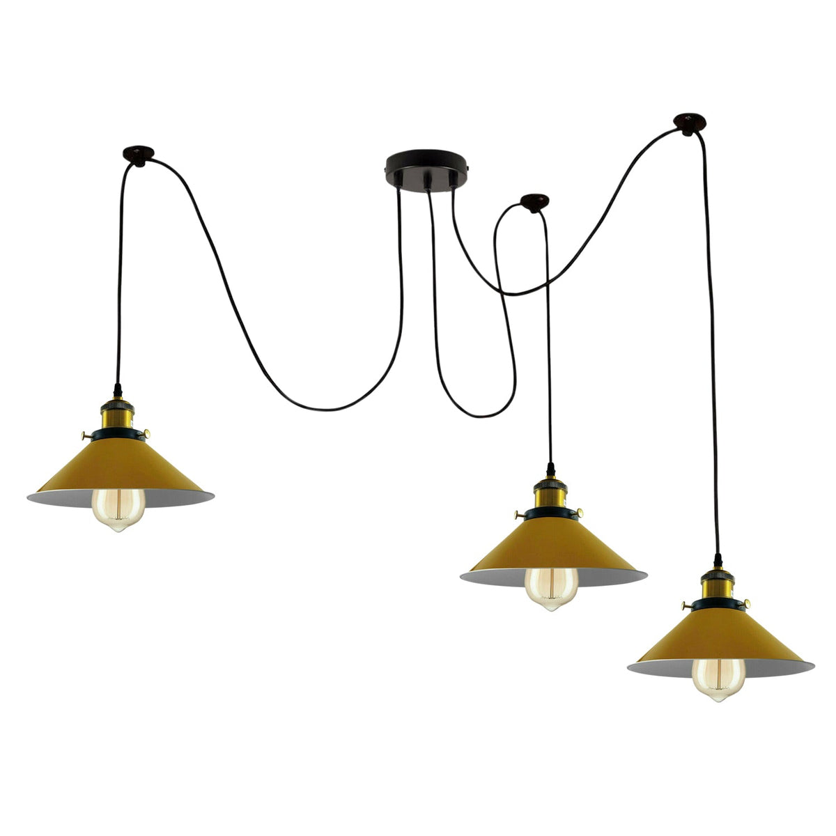 Modern Spider Braided Pendant lamp Yellow Cone Shades Ceiling Lighting~3432