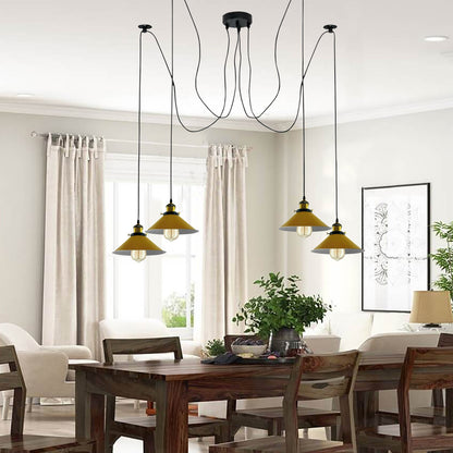 Modern Spider Braided Pendant lamp Yellow Cone Shades Ceiling Lighting~3432