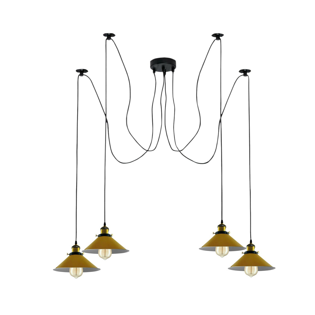 Modern Spider Braided Pendant lamp Yellow Cone Shades Ceiling Lighting~3432