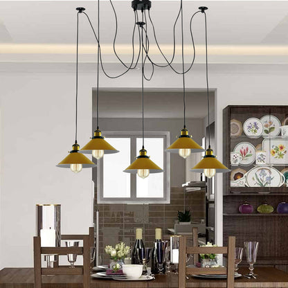 Modern Spider Braided Pendant lamp Yellow Cone Shades Ceiling Lighting~3432