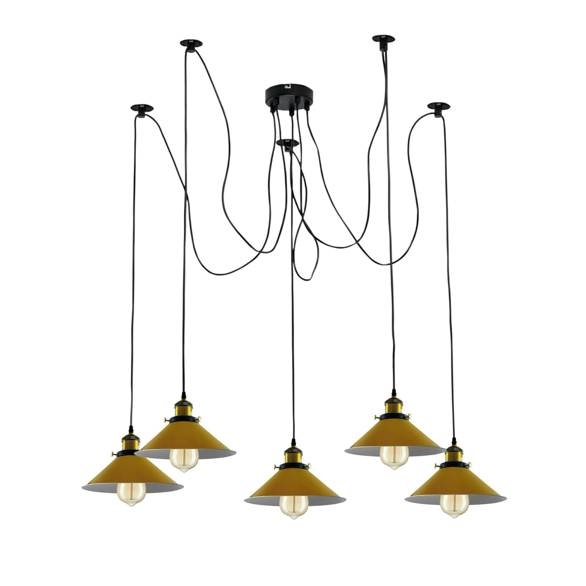 Modern Spider Braided Pendant lamp Yellow Cone Shades Ceiling Lighting~3432