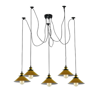 Modern Spider Braided Pendant lamp Yellow Cone Shades Ceiling Lighting~3432