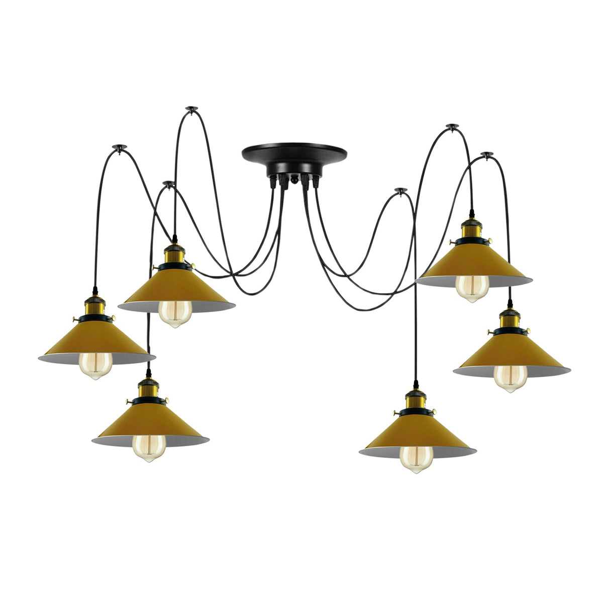 Modern Spider Braided Pendant lamp Yellow Cone Shades Ceiling Lighting~3432
