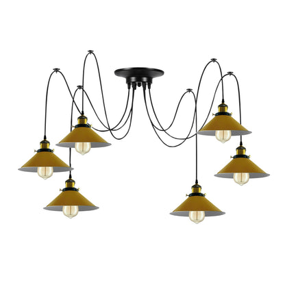Modern Spider Braided Pendant lamp Yellow Cone Shades Ceiling Lighting~3432