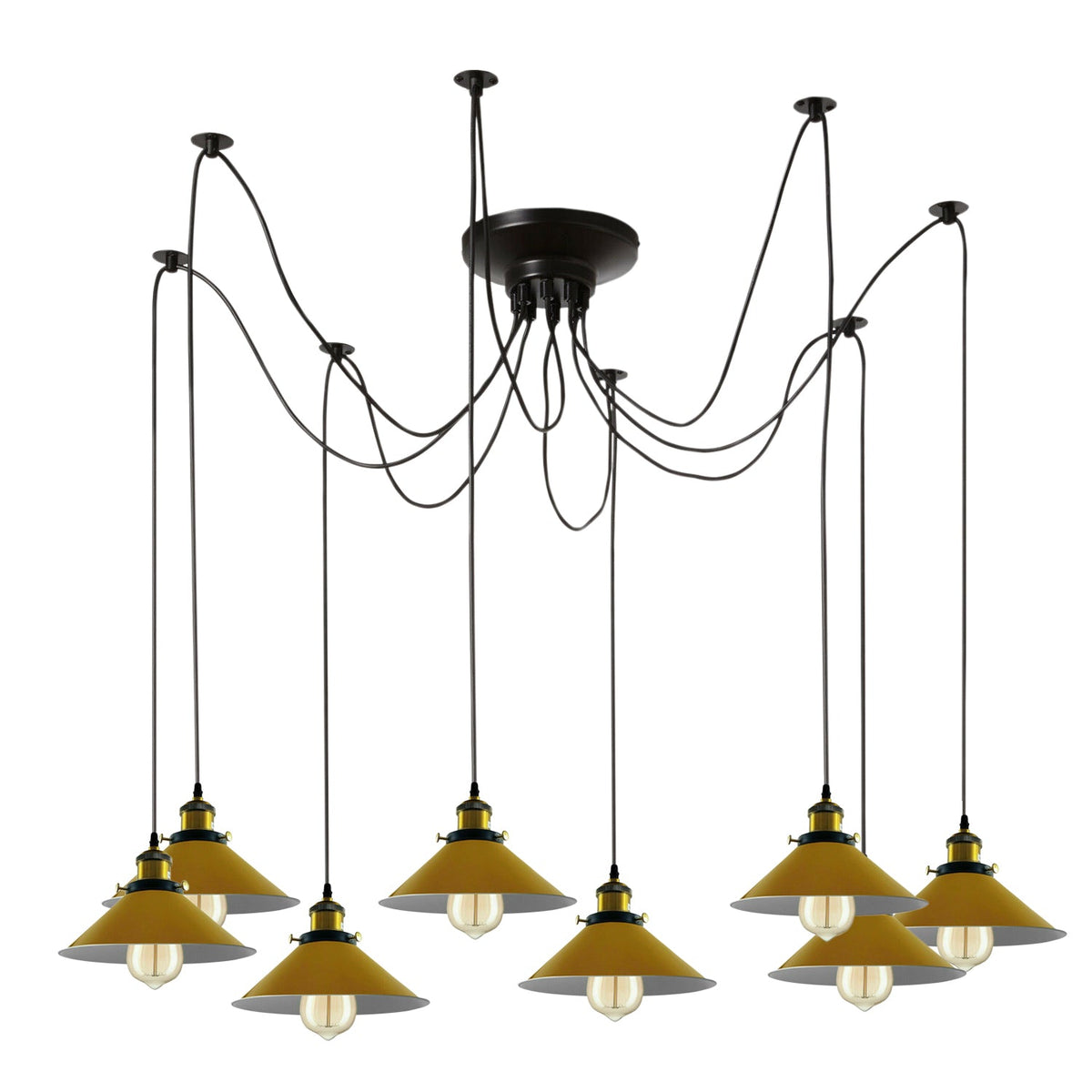 Modern Spider Braided Pendant lamp Yellow Cone Shades Ceiling Lighting~3432
