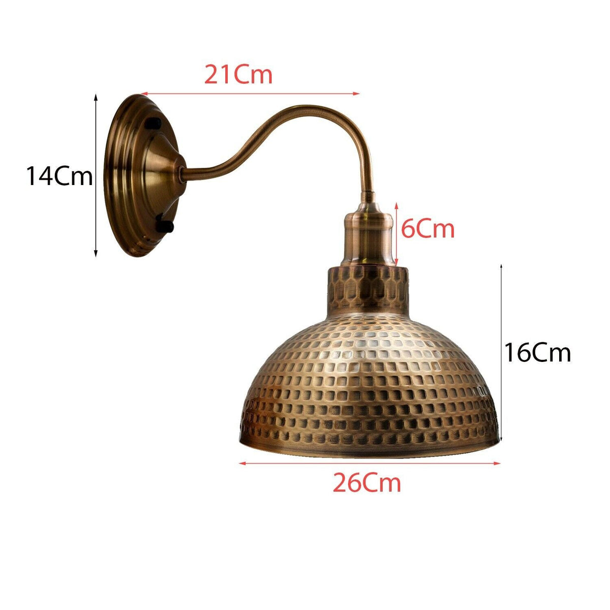 Copper Wall Lights E27 Brass Hammered Metal Indoor Scone ~3677-1