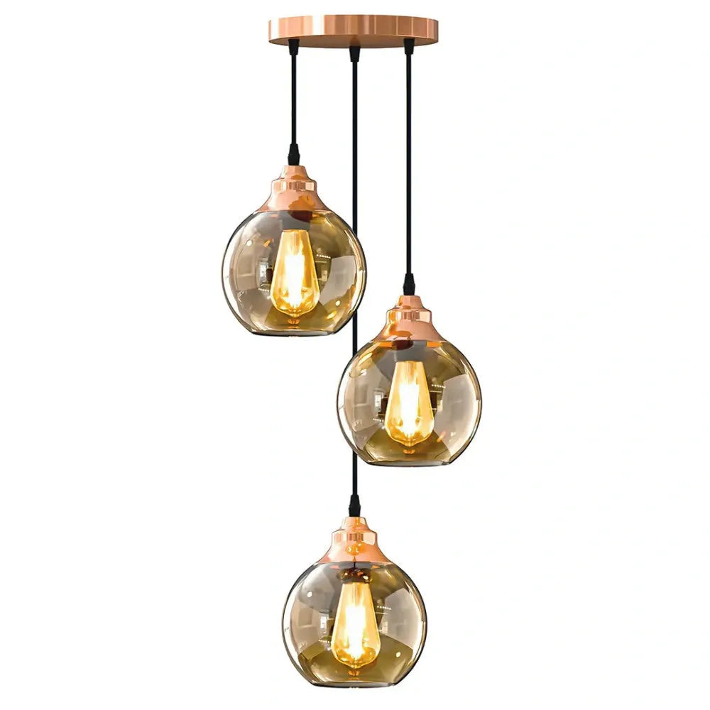 Vintage Smoked Glass Shade Pendant Ceiling Light~5954