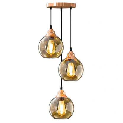 Vintage Smoked Glass Shade Pendant Ceiling Light~5954