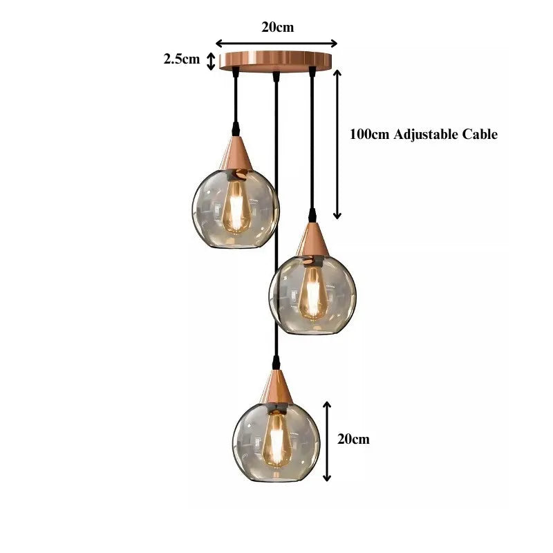 Vintage Smoked Glass Shade Pendant Ceiling Light~5954