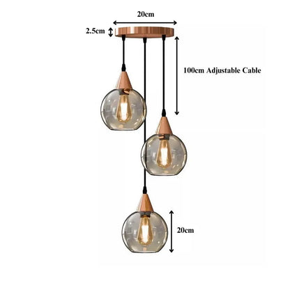 Vintage Smoked Glass Shade Pendant Ceiling Light~5954