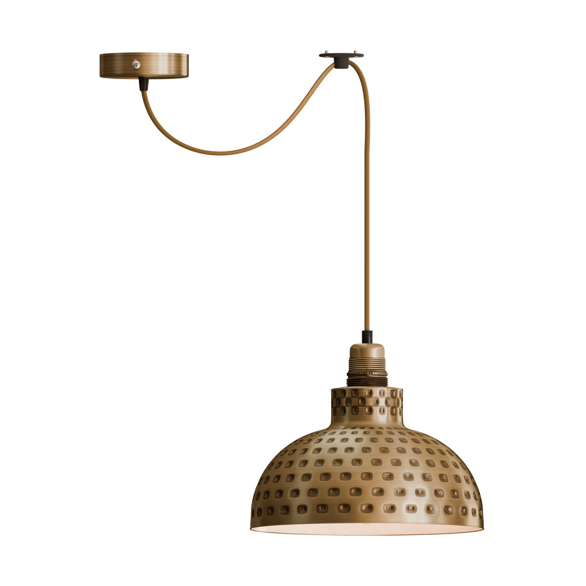 Retro Hammered Metal Shade E27 Ceiling Pendant Light~6132-5