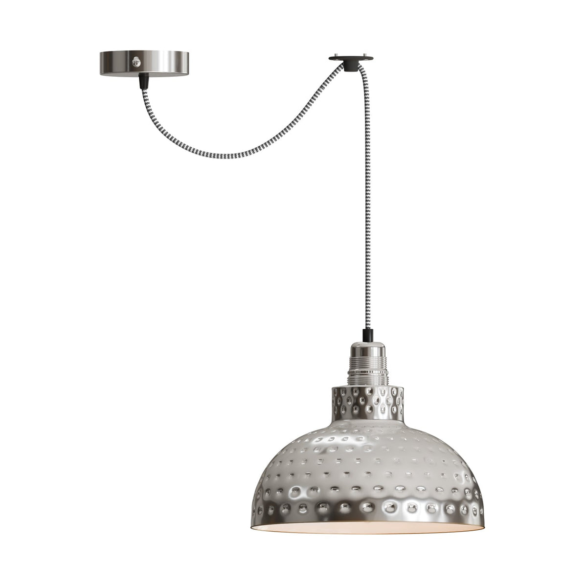 Retro Hammered Metal Shade E27 Ceiling Pendant Light~6132-7