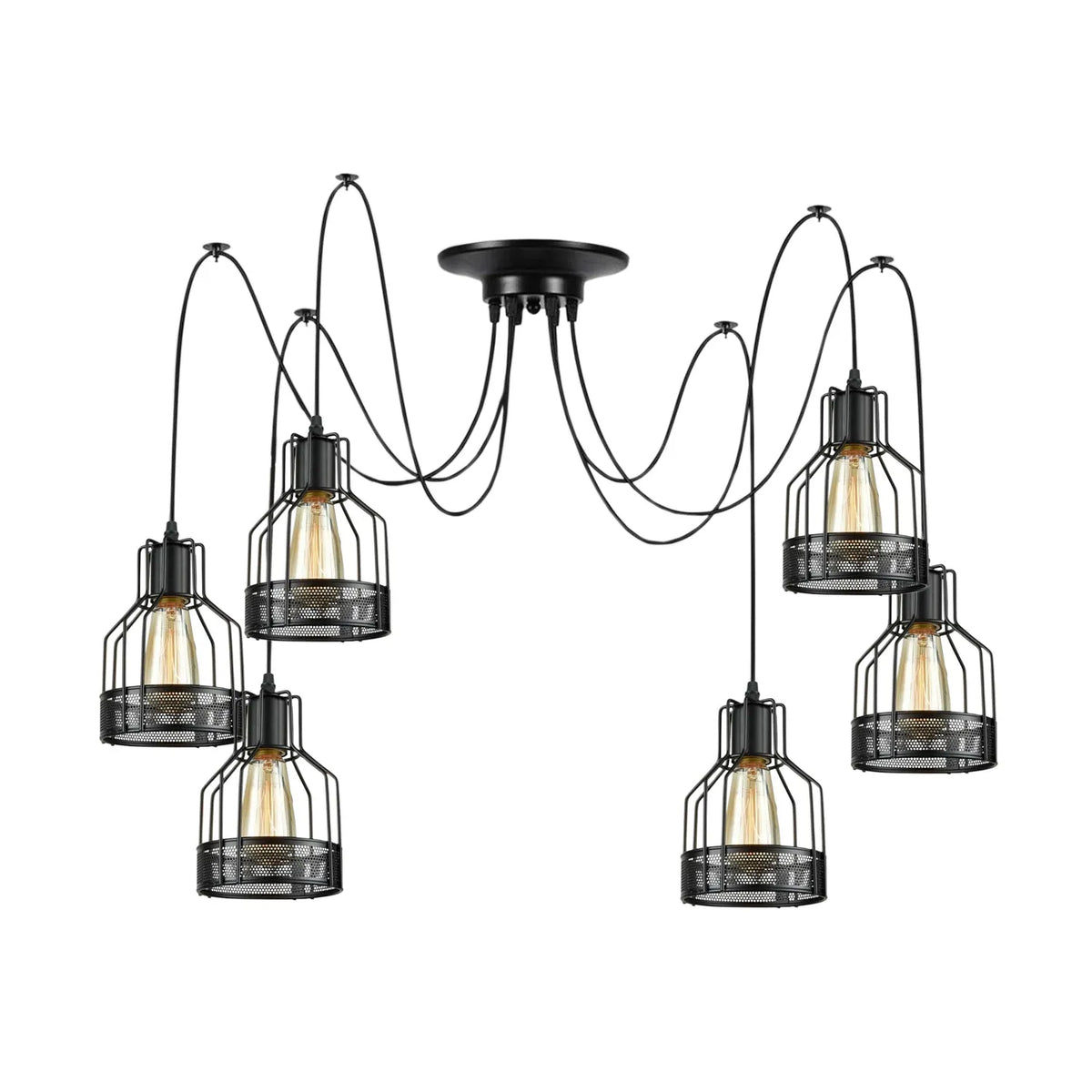 Retro Multi Arm Birdcage Pendant Light | E27 | Vintage | Adjustable ~6318