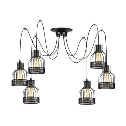 Retro Multi Arm Birdcage Pendant Light | E27 | Vintage | Adjustable ~6318