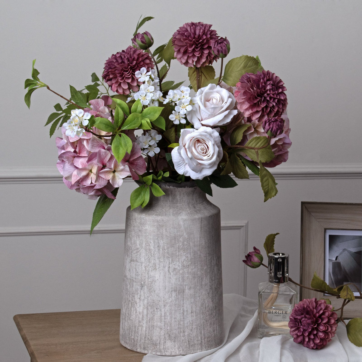 Bloomville Urn Stone Vase - Silver Ceramic Decorative Vase