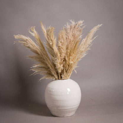 Garda Glazed Large Regola Vase - Neutral Ceramic Decorative Vase
