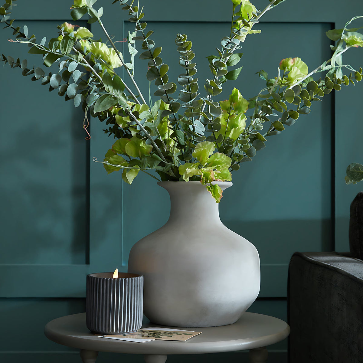 Darcy Squat Stone Vase - Stone Ceramic Decorative Vase