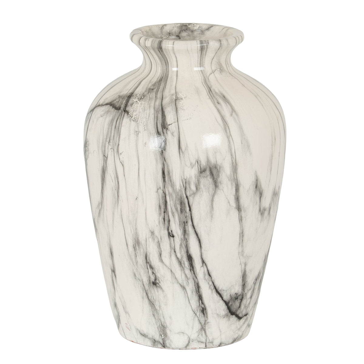 Marble Effect Chours Vase - White Ceramic Decorative Vase