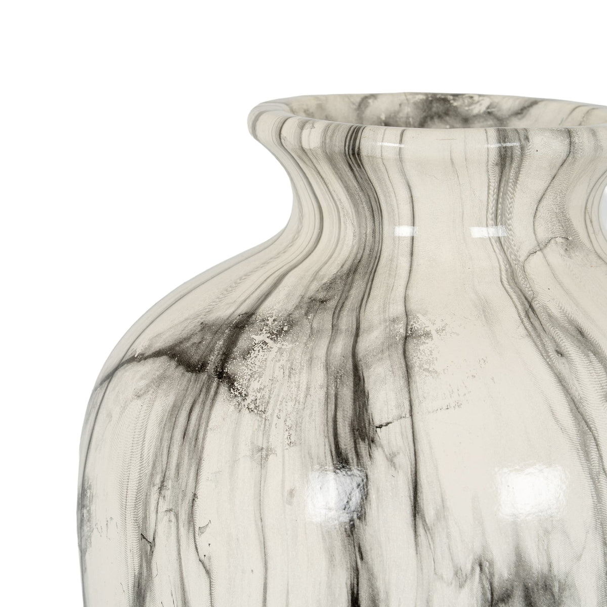 Marble Effect Chours Vase - White Ceramic Decorative Vase