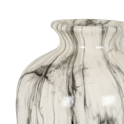 Marble Effect Chours Vase - White Ceramic Decorative Vase