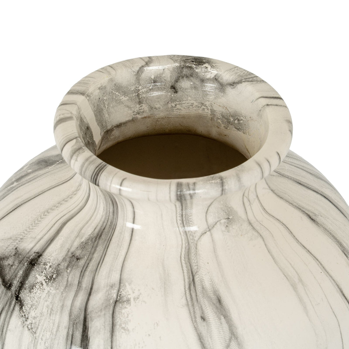 Marble Effect Chours Vase - White Ceramic Decorative Vase