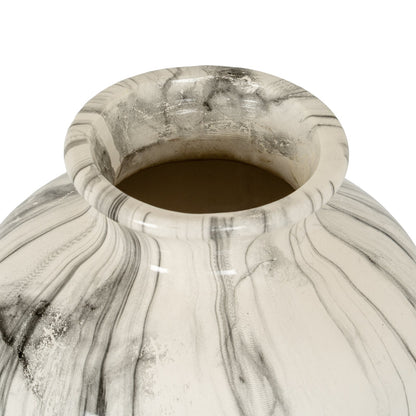 Marble Effect Chours Vase - White Ceramic Decorative Vase