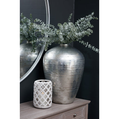 Hammered Silver Astral Vase - Silver Ceramic Decorative Vase