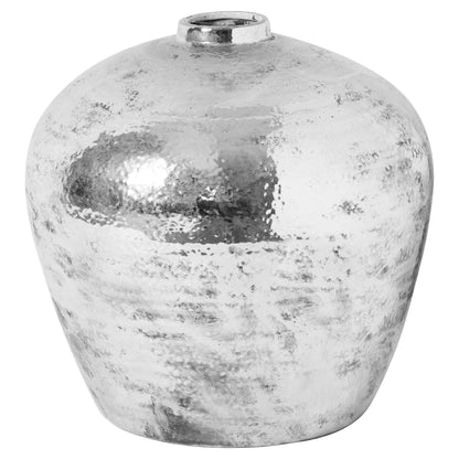 Hammered Silver Astral Vase - Silver Ceramic Decorative Vase