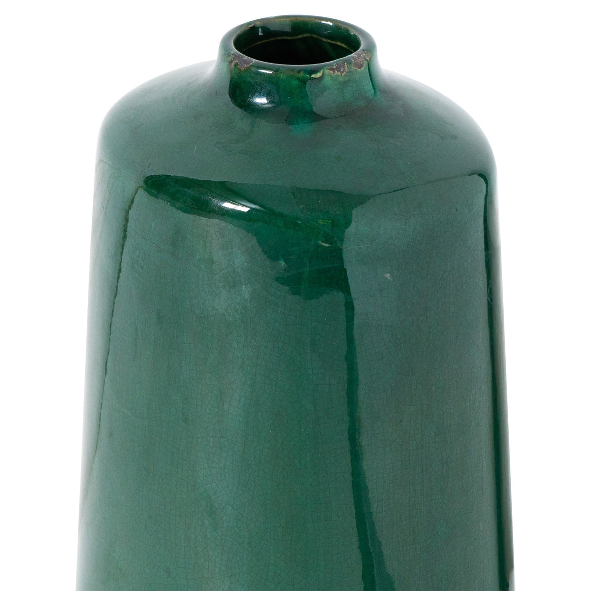 Garda Emerald Glazed Liv Vase - White Ceramic Decorative Vase
