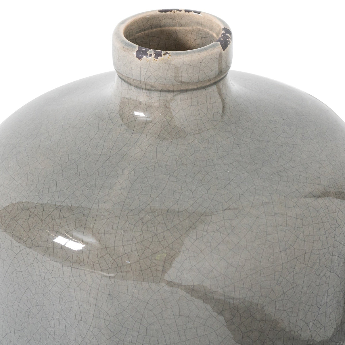 Garda Grey Glazed Eve Vase - White Ceramic Decorative Vase
