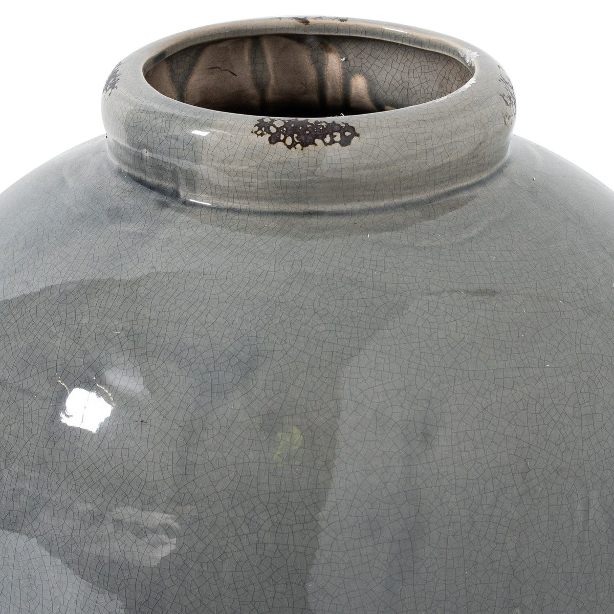 Garda Grey Glazed Tall Juniper Vase - Grey Ceramic Decorative Vase