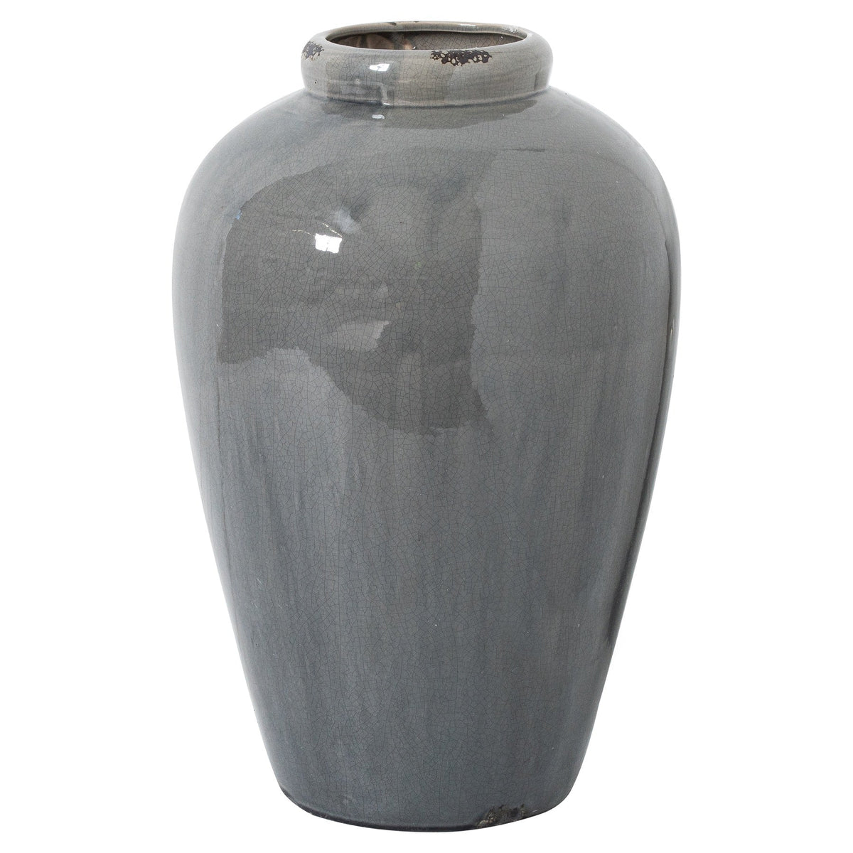 Garda Grey Glazed Tall Juniper Vase - Grey Ceramic Decorative Vase