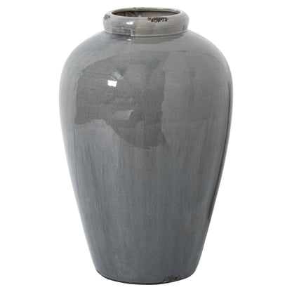 Garda Grey Glazed Tall Juniper Vase - Grey Ceramic Decorative Vase