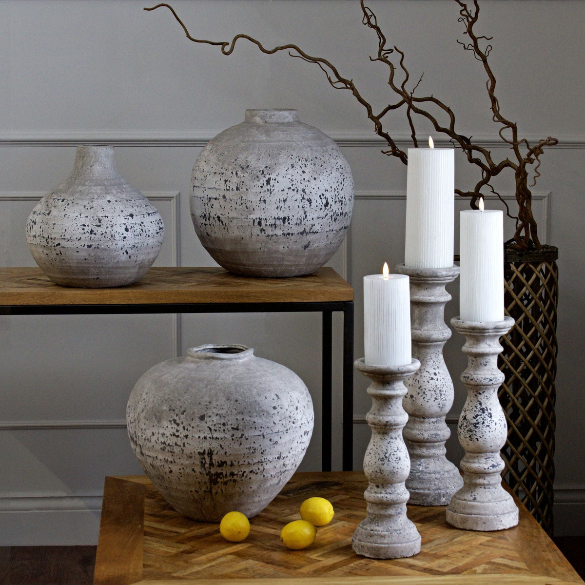 Regola Stone Ceramic Vase - White Ceramic Decorative Vase