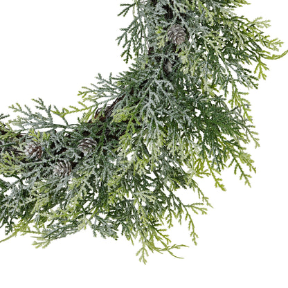 Frosted Pine Wreath With Pinecones-2