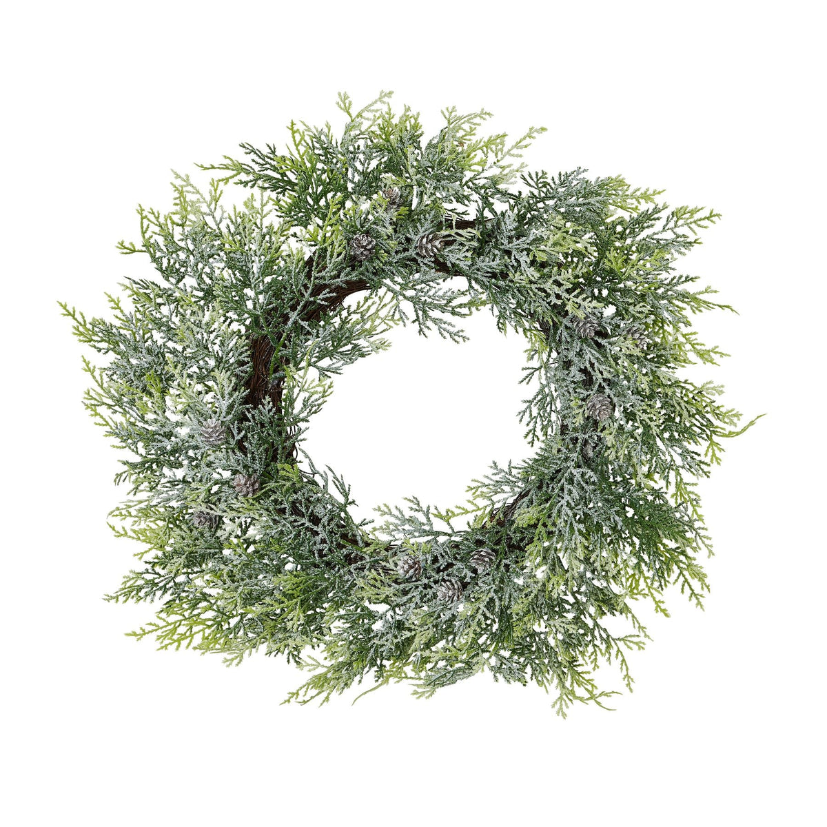 Frosted Pine Wreath With Pinecones-0