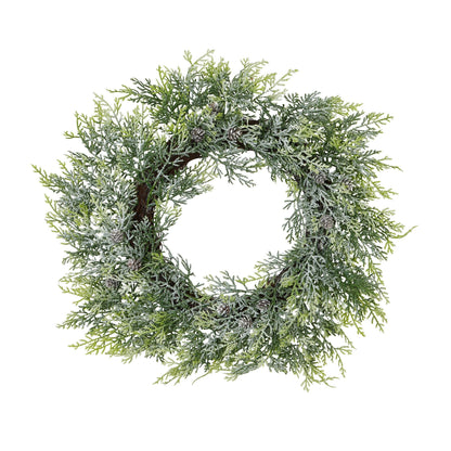 Frosted Pine Wreath With Pinecones-0