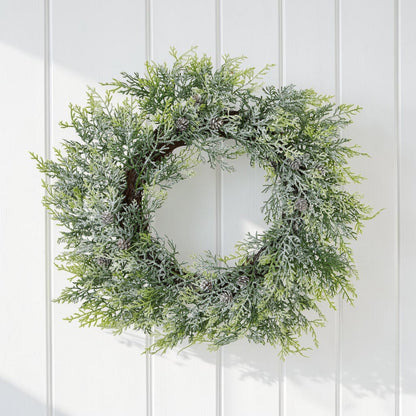Frosted Pine Wreath With Pinecones-1