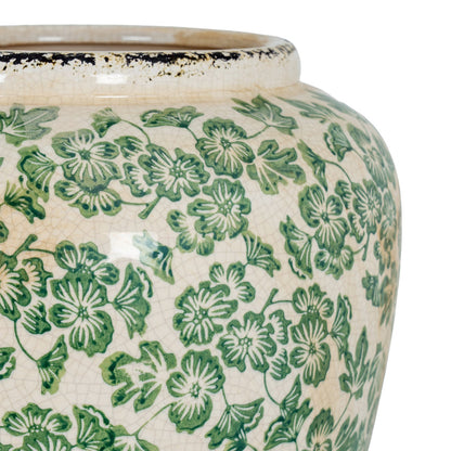 Large Green Clover Olpe Vase - Green Ceramic Decorative Vase