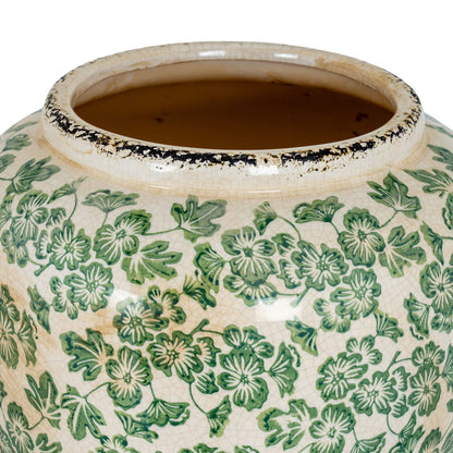 Large Green Clover Olpe Vase - Green Ceramic Decorative Vase